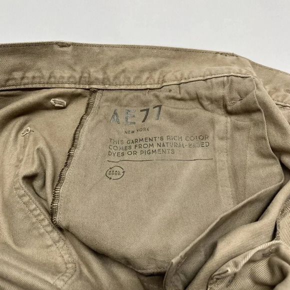 American Eagle Barrel Jeans Womens 12 Taupe Wide Leg Cropped Organic Cotton - Picture 10 of 16